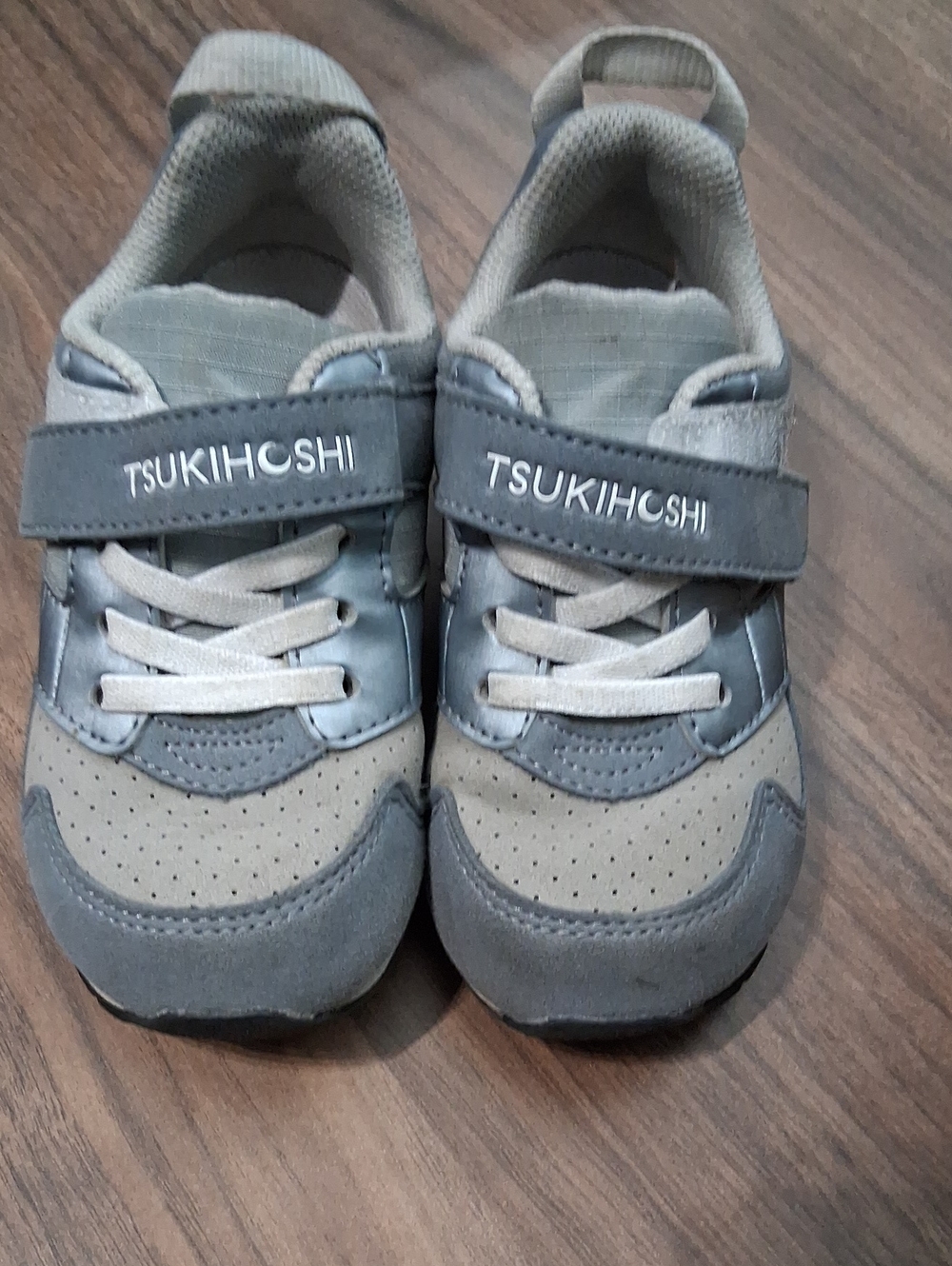 Tsukihoshi Kids Gray and Light Gray Velcro Sneakers